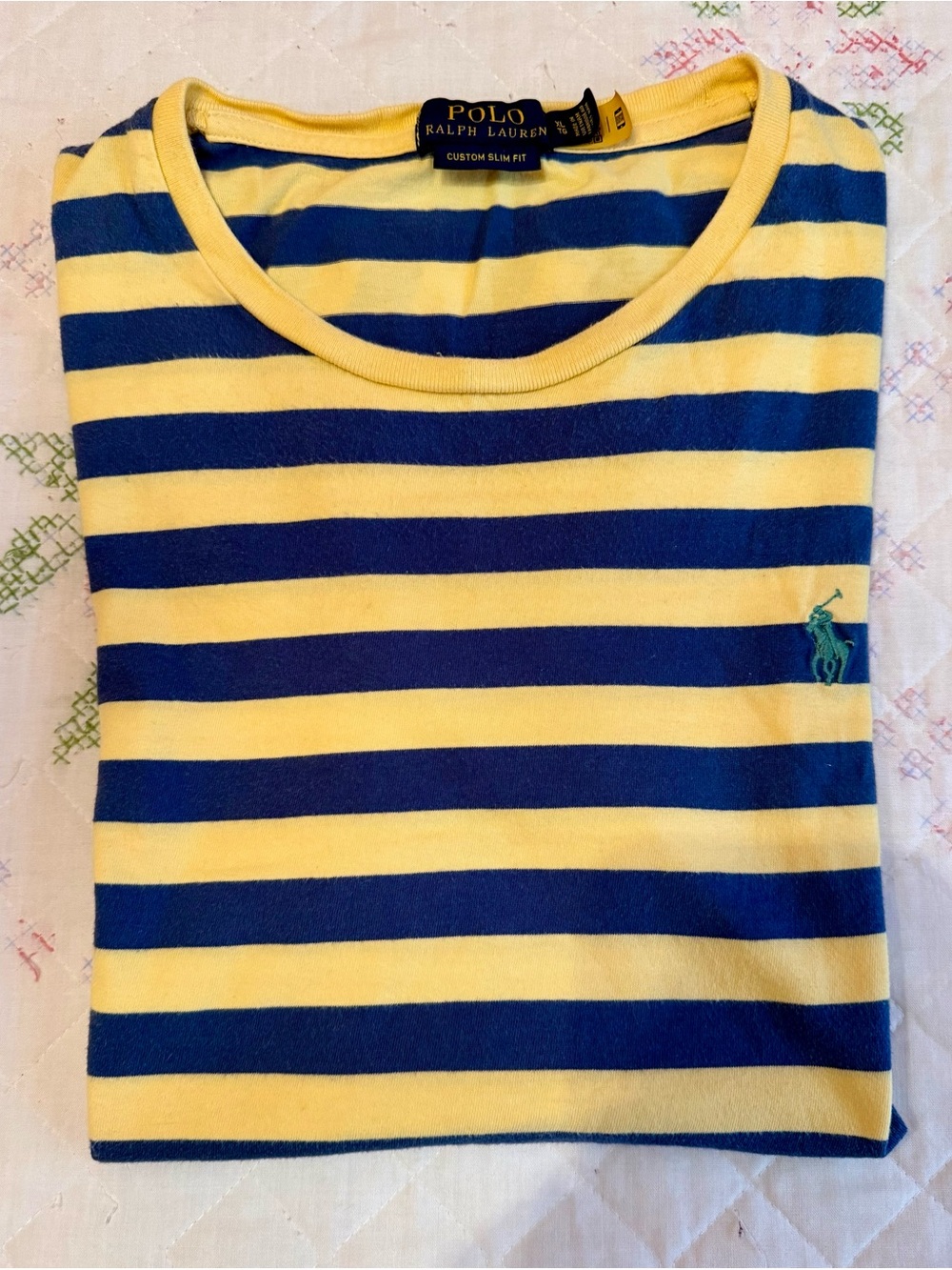 Men’s Polo by Ralph Lauren Yellow & Navy Striped Short-Sleeve Tee